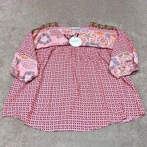 Rustydustty Blouse Multicolor Women's Size 2XL Half Sleeve NWT